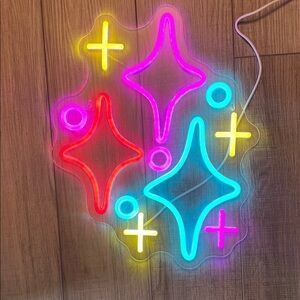 Temu neon sign stars mid century look light